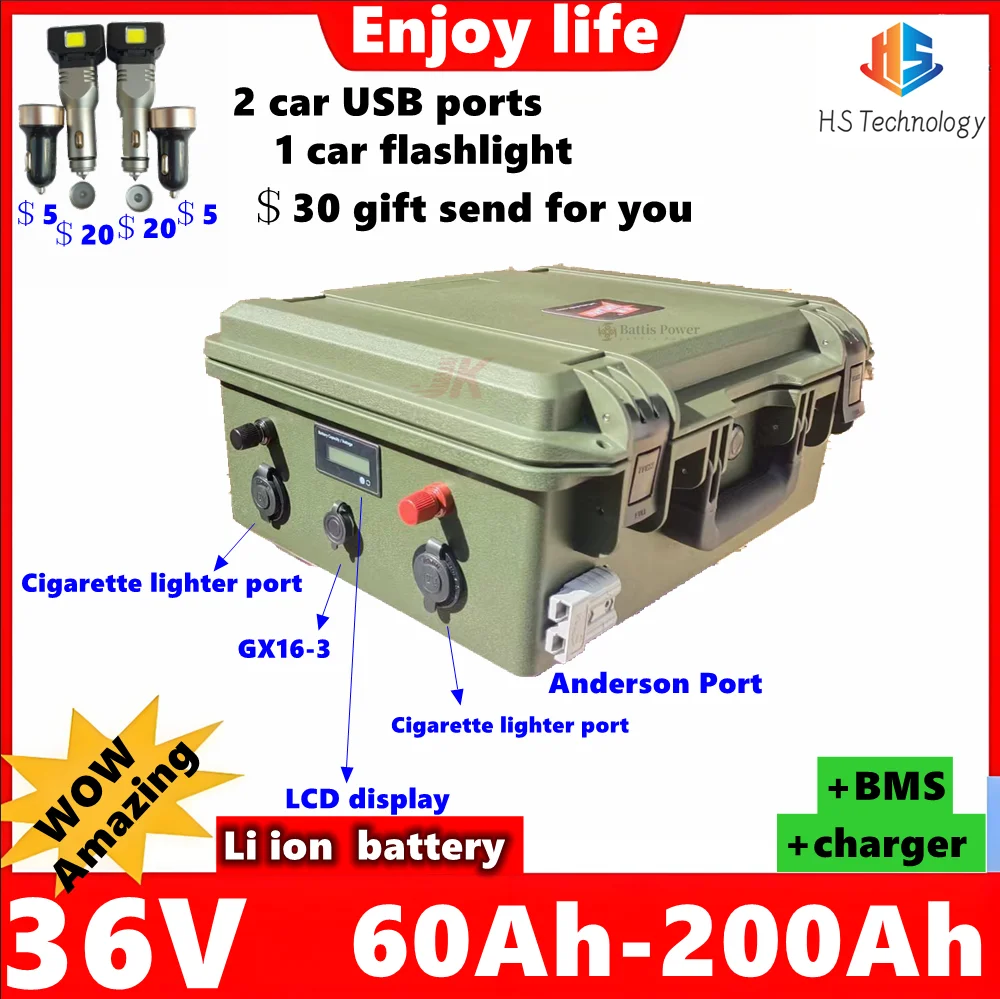 

36V 60Ah 80Ah 100Ah 120Ah 150Ah 160Ah 200Ah Lithium Ion Battery for 3500W Trolling Motor,EVBoat,RV Inverter Outdoor Camping