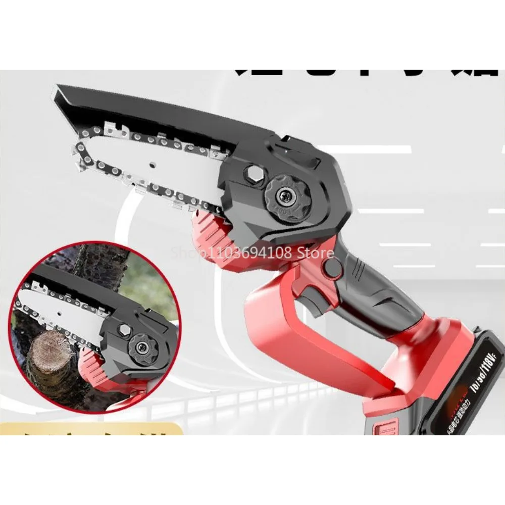 Small Wood Cutting Saw Rechargeable Single-Hand Household Four-Inch Mini Lithium Battery Electric Chain Saw