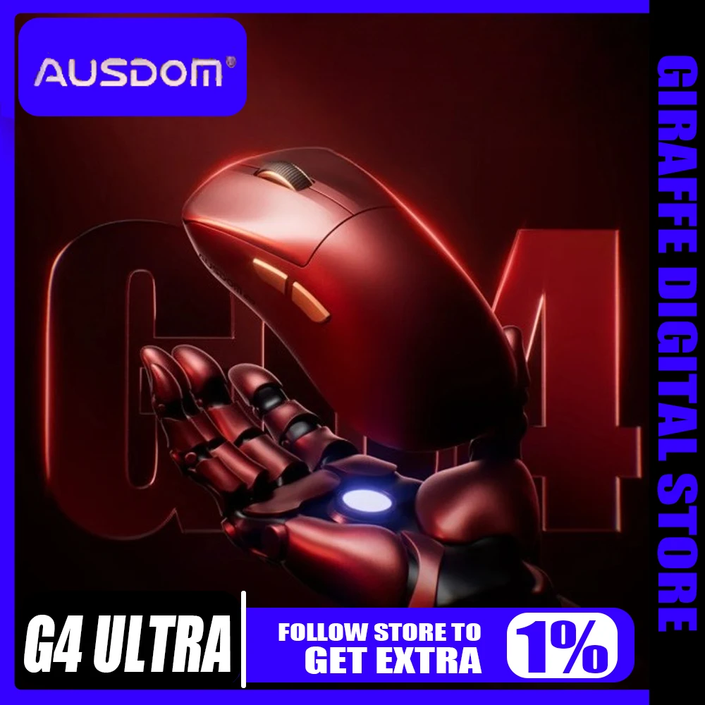 

AUSDOM G04 Ultra Gaming Mouse 2.4 GWireless 8000Hz 56g Lightweight Custom EC-DW Ergonomic High Performance Mouse Gamer Gift
