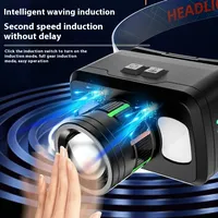 LED Headlamp USB Rechargeable Headlight Wave Sensor Head Flashlight Outdoor Houshold Lamp for Camping Hiking Emergency Fish