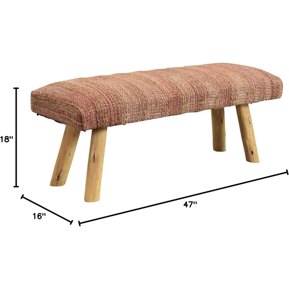 ل.ر. الموارد inc lr مقعد مزرعة منزلي مصنوع يدويًا مخطط من الجوت والصوف، أحمر #3
