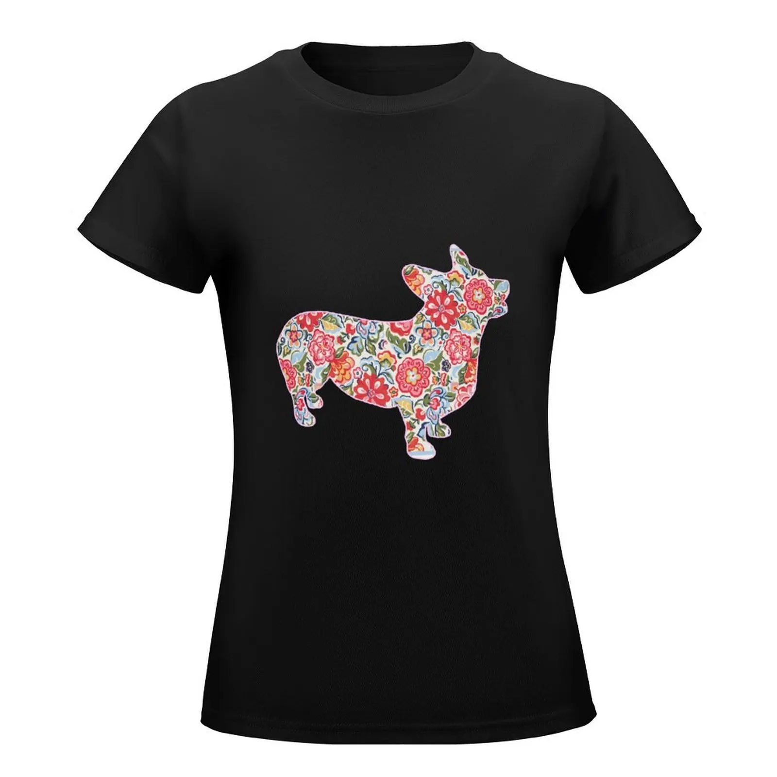 Corgi Preppy Print T-Shirt graphics blacks Women t-shirts