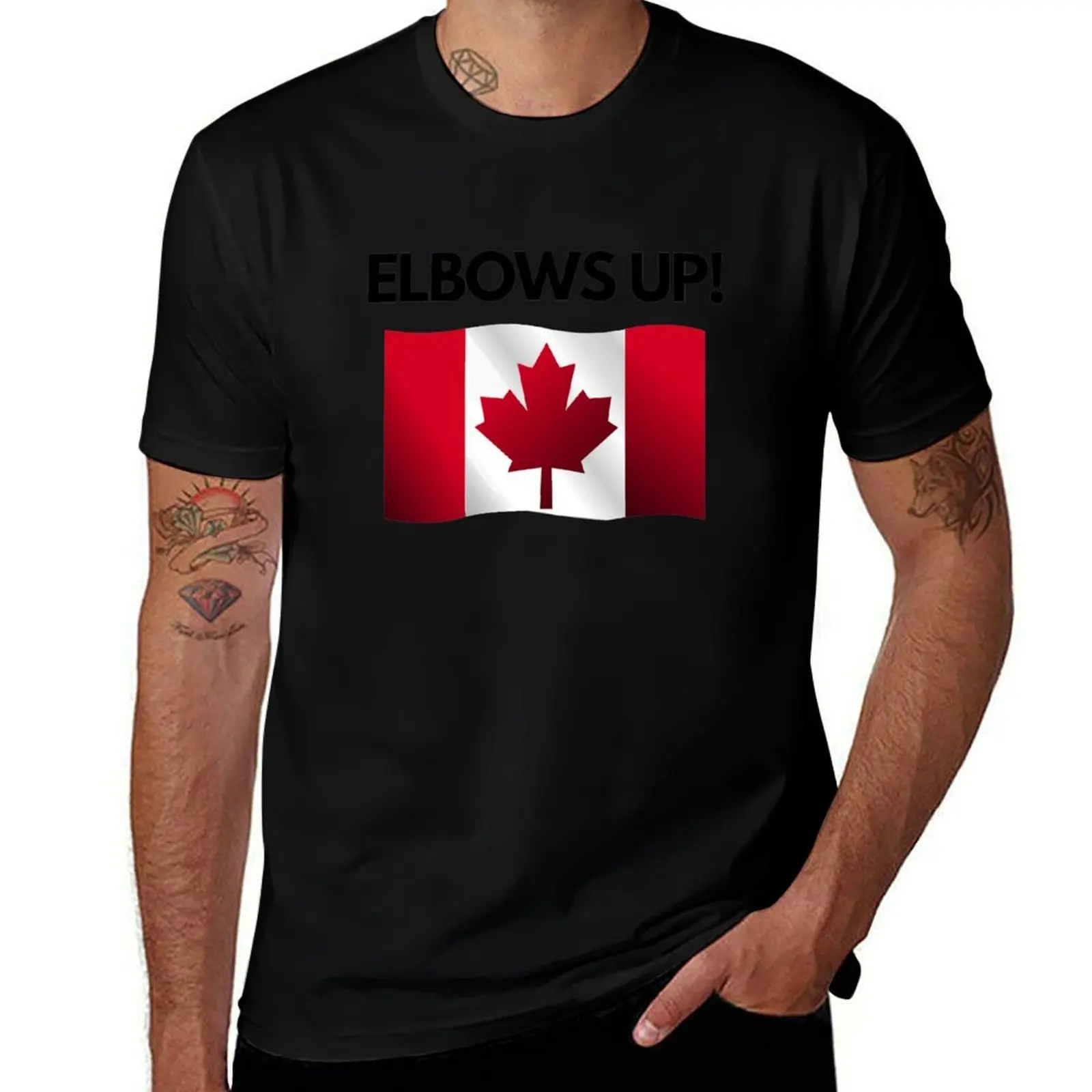 Elbows Up Canada T-Shirt man t shirt cotton T-Shirt