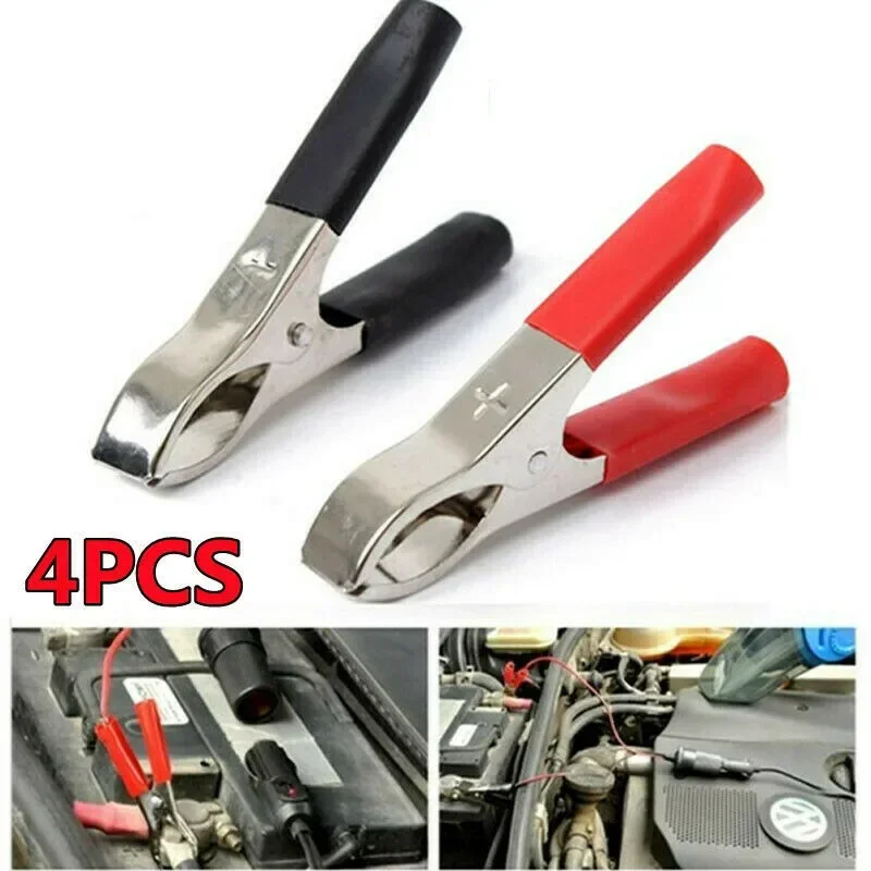 4PCS 30A 75MM Crocodile Alligator Clips Car Van Battery Low Voltage Test Lead Insulated Test Alligator Clamps