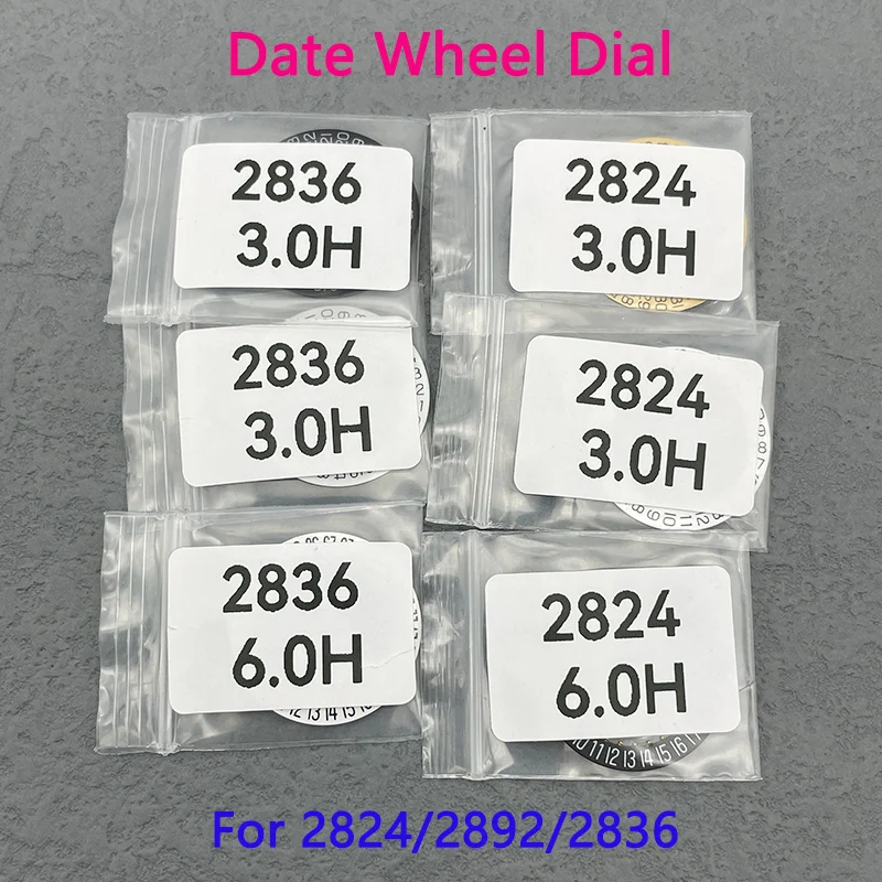 ETA 2824 2836 Movement Date Wheel Dial For 2824 2892 2836 Automatic Mechanical Movement Day Date at 3.0/6.0 White/Black Wheel