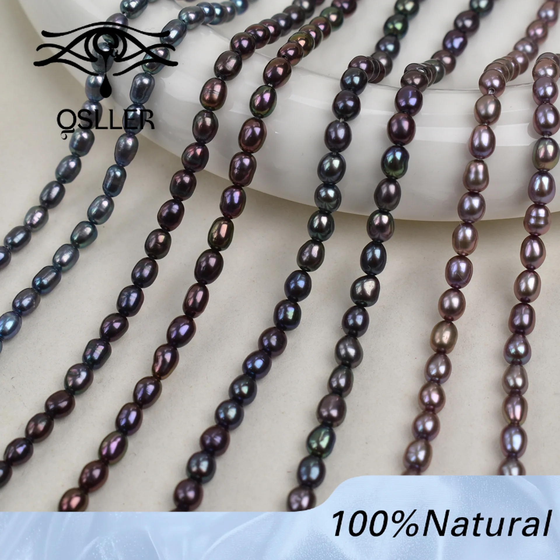 

3-4mm Natural Freshwater Pearl Black Rice Loose Beads Charms for Jewelry Making DIY Necklace Bracelets Handicrafts Accessories