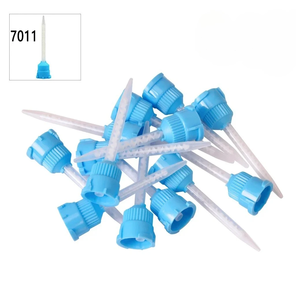 300 Pcs Dental Silicone Mixing Tips Blue 1:1 Disposable Dental Tips for Impression Material Rubber Mixing Head Tube