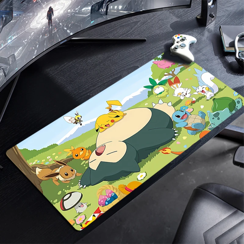 Large Gaming Mouse Pad S-Snorlax Mat Non-Slip Rubber Game Mouse Computer Keyboard Mats Pad table mat P-Pokémon Home Decor