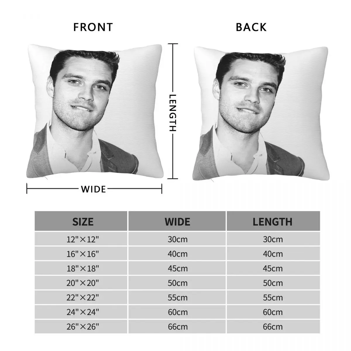 Sebastian Stan Square Pillowcase Polyester Linen Velvet Pattern Zip Decor Pillow Case Sofa Cushion Cover