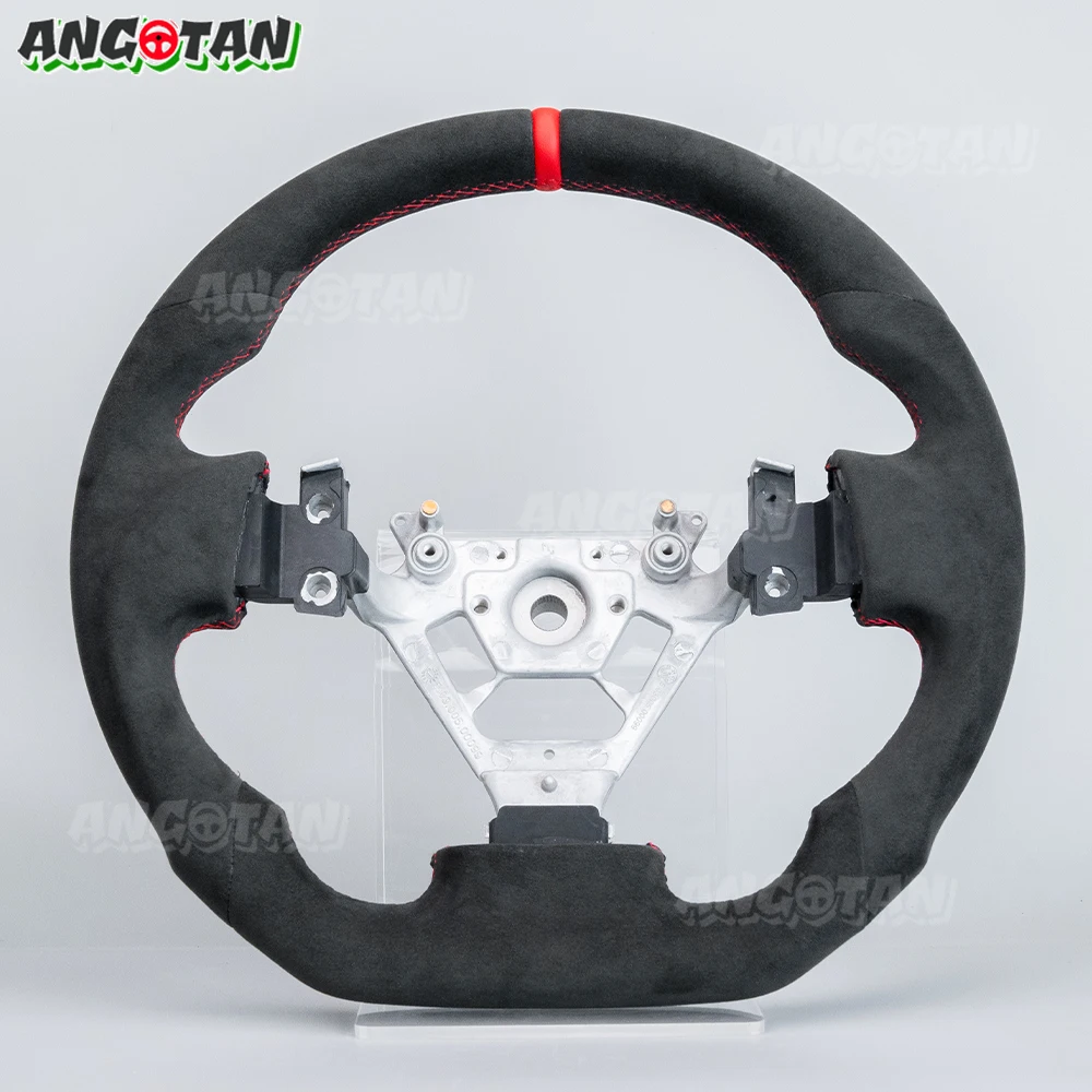 Volante de gamuza para Nissan 350Z 2003-2009, volante de gamuza con fondo plano hecho a mano, accesorios de agarre antideslizante