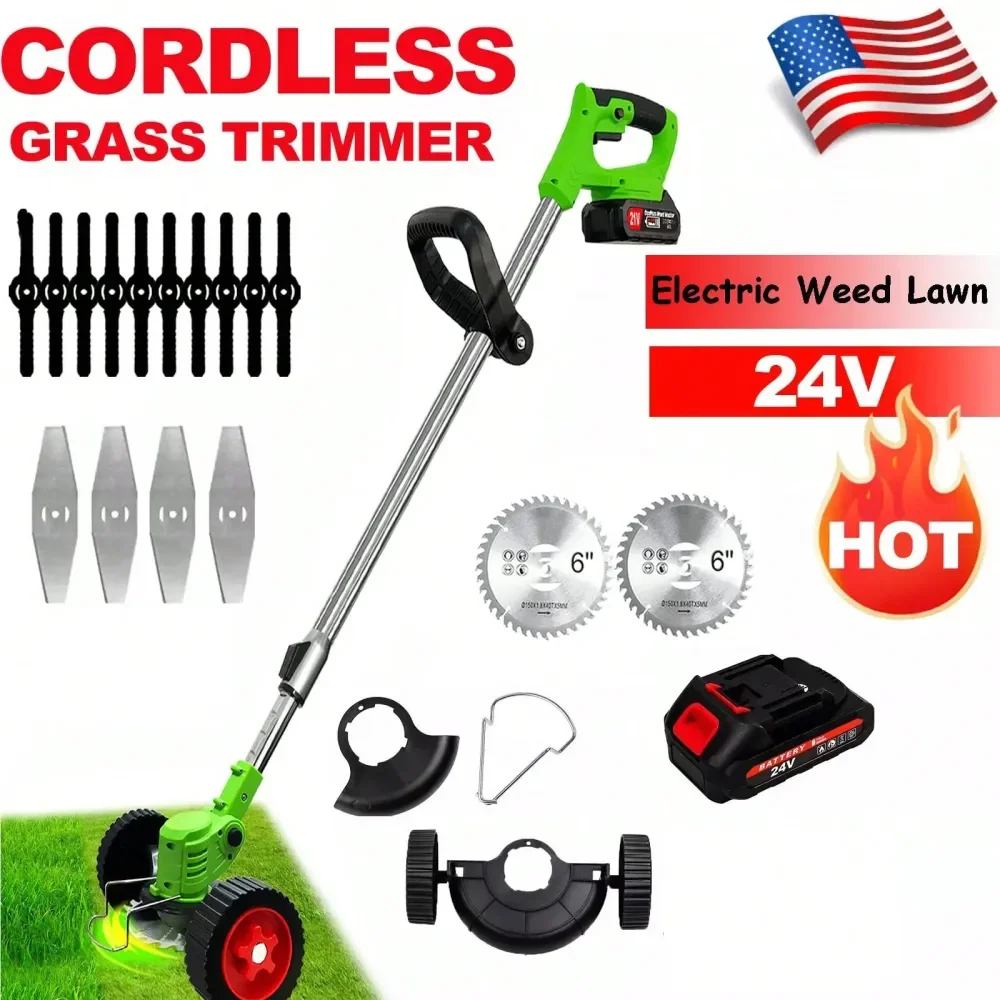 

Electric String Trimmer, Cordless, For Eating And Lawn Edging 2025 graded Cordless Electric Weeds Trimmer 3 IN 1 24V Battery