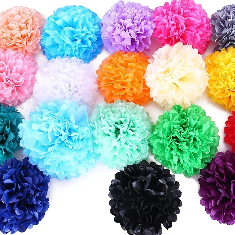 1Pc 10/15/20/25/30/35cm Round Paper Flower Balls For Home Garden Wedding Holidays Birthday Party Decoration DIY Crafts Supplies