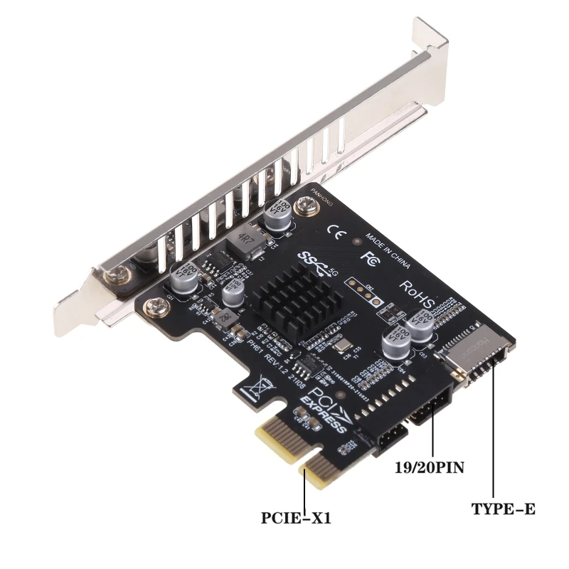 PCI-E to USB 3.0 Expansion Card 5Gpbs Type E PCI Express Card 19/20 Pin Header for Type C Front Panel Mount Adapter