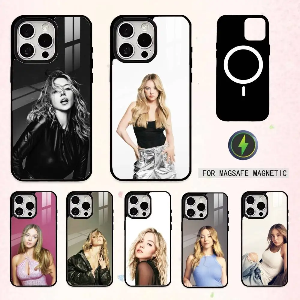 

S-Sensual S-Sydney S-Sweeney Phone Case For iPhone17,16,15,14,13,12,11 Plus,Pro Max Magnetic For Magsafe Wireless Charging