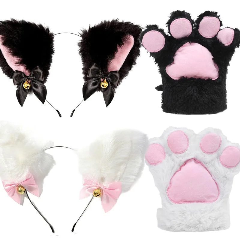 Cosplay Cat Claw Gloves Updated Large Size Women Winter Plush Fluffy Warm Halloween Christmas Party Cosplay Full Finger Mitten