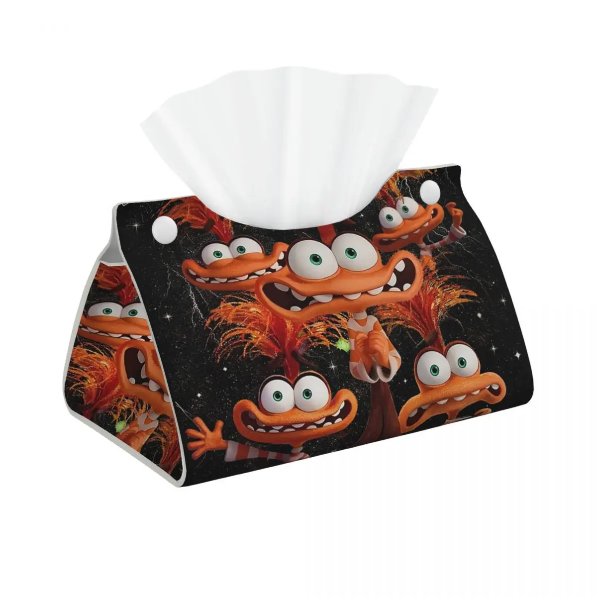 Custom Vintage Anxiety Inside Out Tissue Box Cover for Bathroom Toilet Rectangular PU Leather Facial Tissue Box Holder