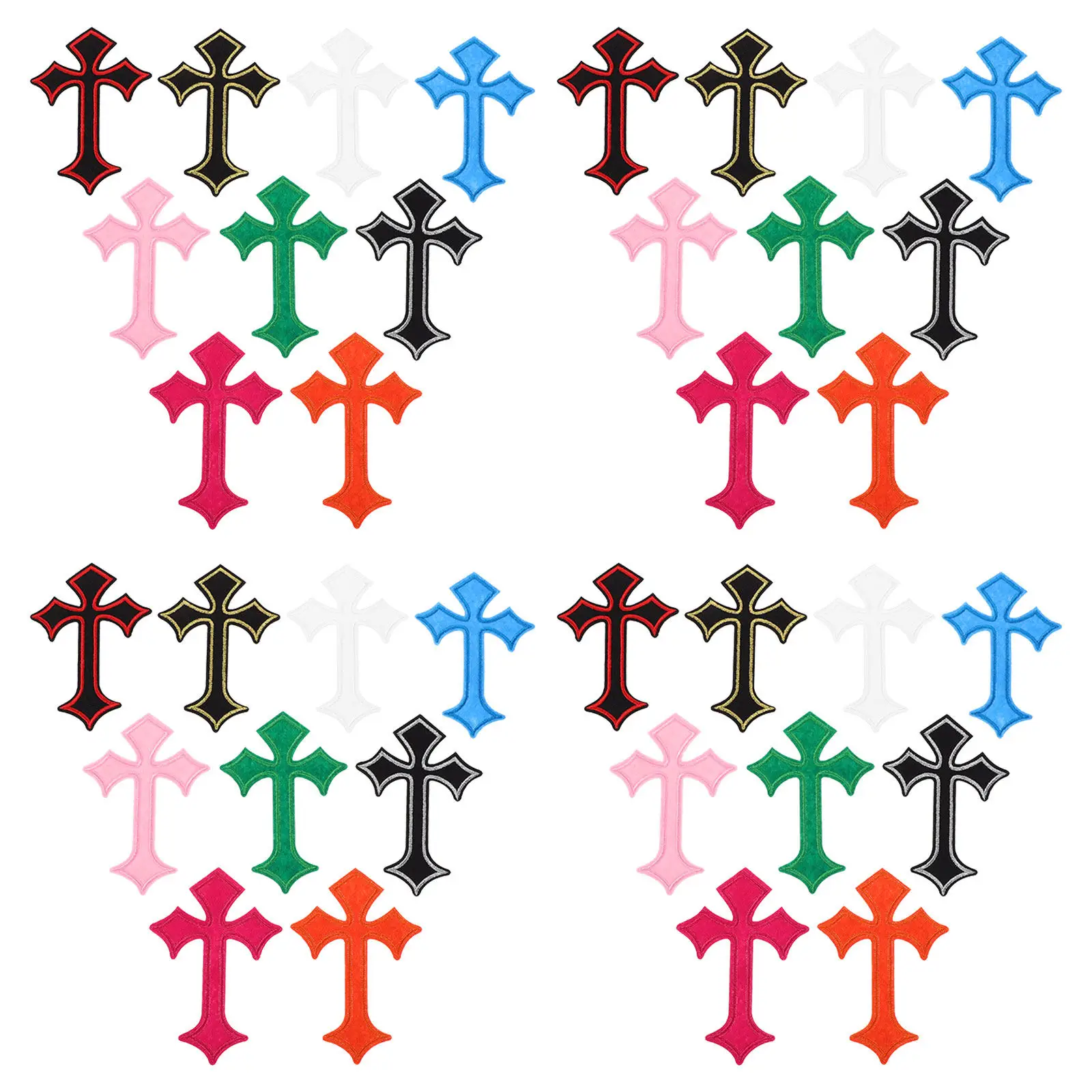

45Pcs Multicolored Cross Embroidery Patches Sew on Applique for Clothing Backpacks Jackets Hats Jeans Shirts DIY Christmas Decor