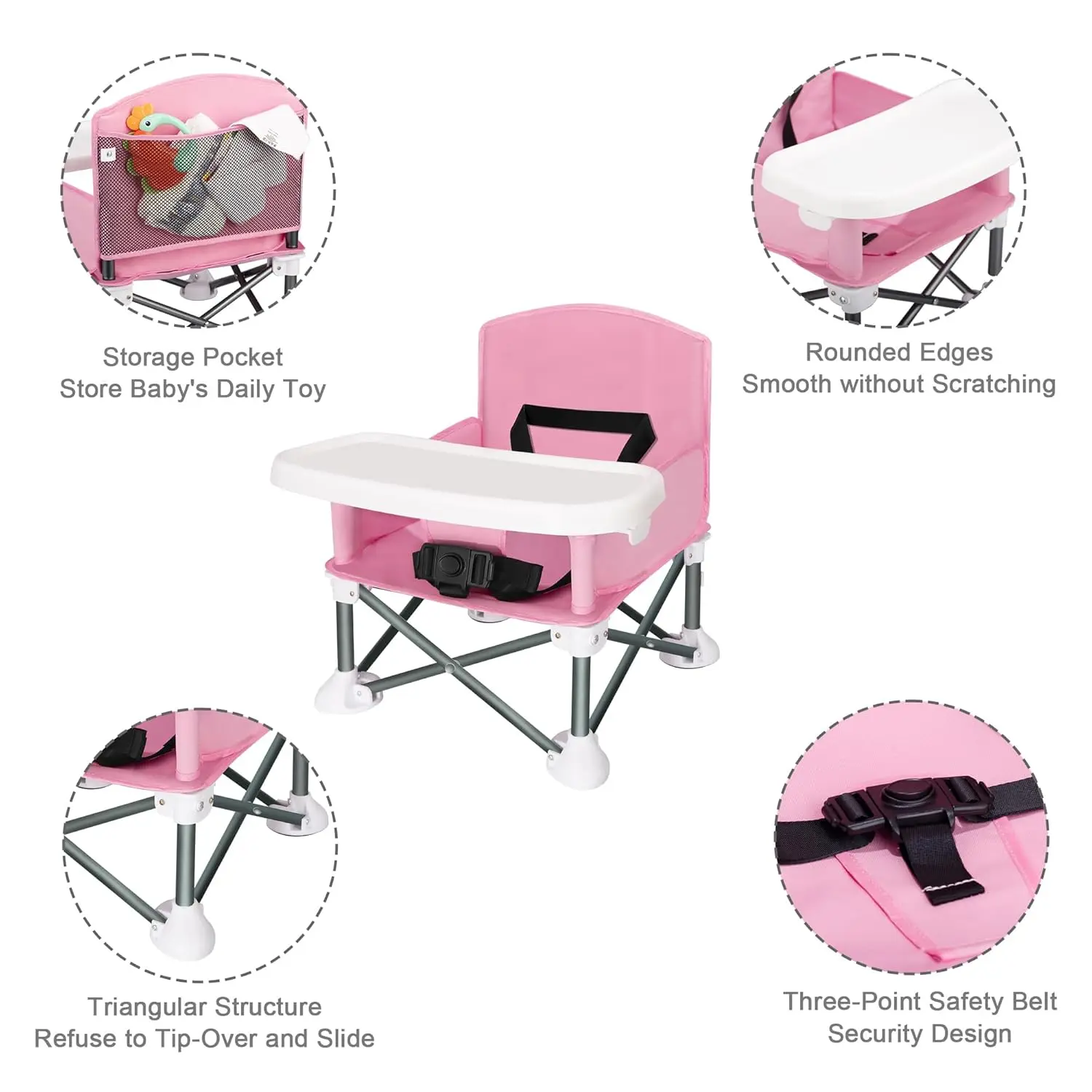 Portable Baby Seat Travel Compact Fold with Straps for Indoor/Outdoor Use Great for Camping, Beach, Lawn Toddlers Kids Boys Girl