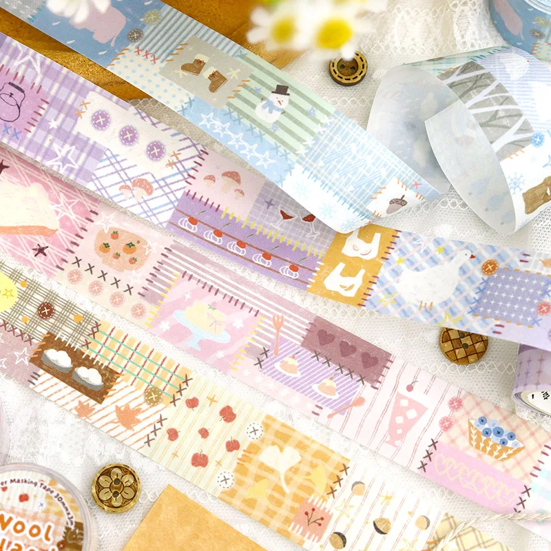 

3 * 300 cm/roll Grain line time series Printing paper tape Creative journal collage scrapbook materials Aesthetic masking tape