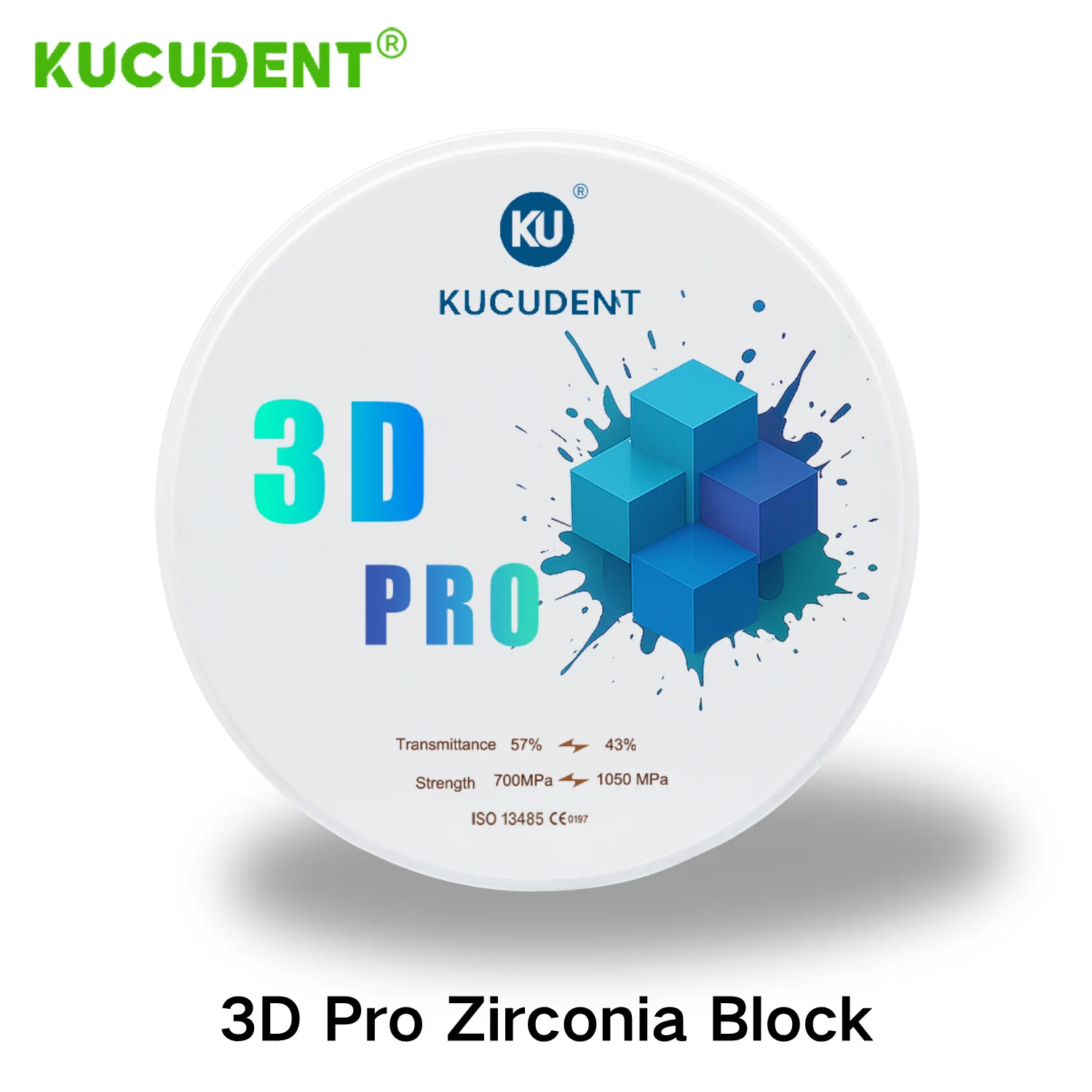 

KUCUDENT Dental Zirconia Block Lab Open System 3D Plus Multilayer Zirconia Disc for CAD CAM Dentist Material A1 A2 A3 98mm