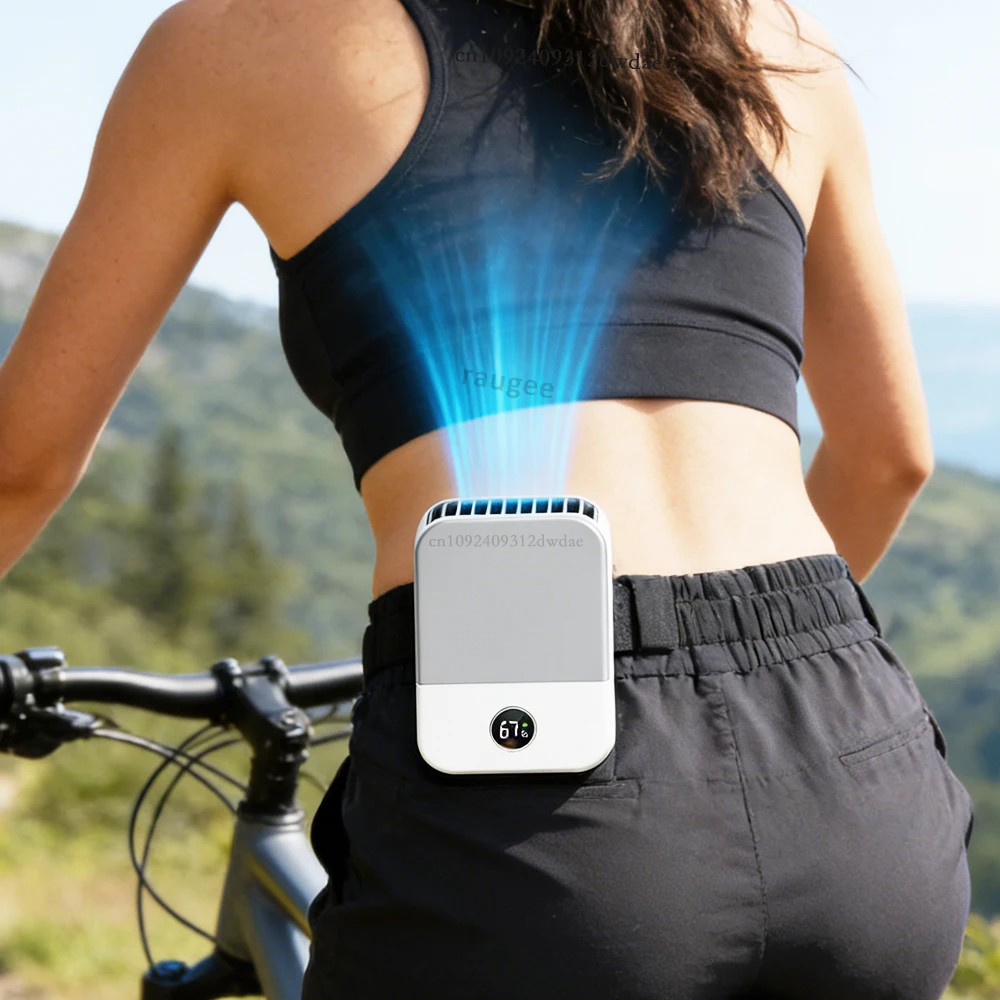 

Camping Waist Fan Portable Hanging Neck Fan Wearable Shirt Fan With 3 Speed Personal Cool Clip Belt Fan For Outdoor Travel