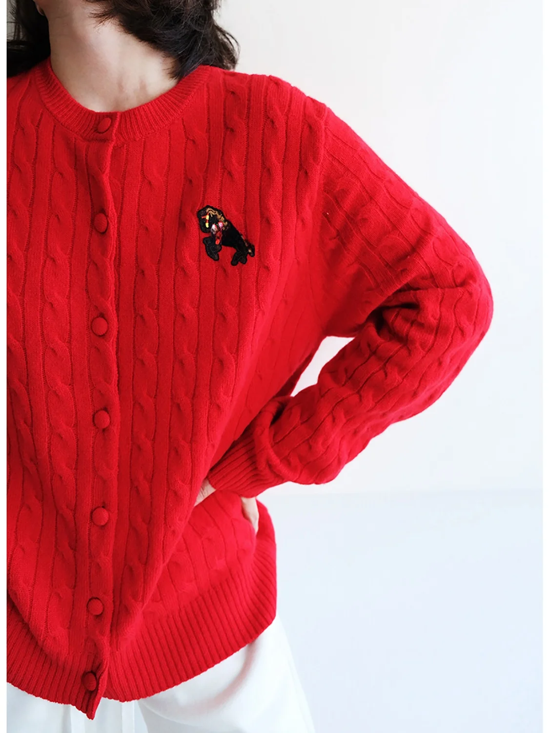 

Вязаный кардиган с кружевной отделкой, свободного кроя, с длинными рукавами, женский шерстяной вязаный свитер, осень-зима, новинка SC3485