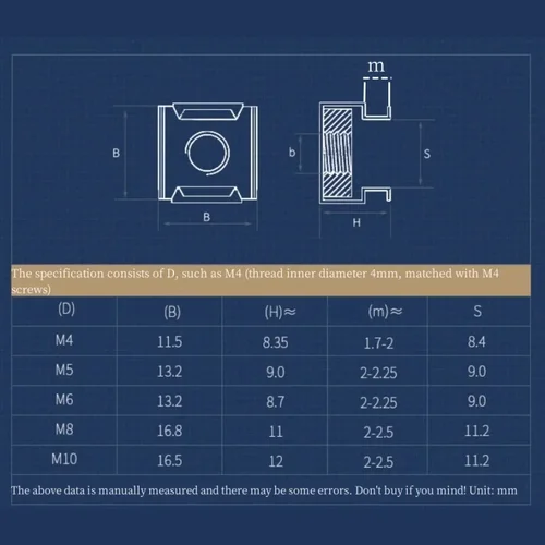 Imagen 2 del producto Tuercas flotantes M4 20 piezas M8 304 de acero inoxidable, caja elástica de Cassette, tuerca cuadrada a presión, 5/10/M5