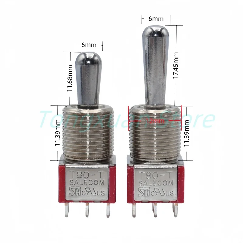 1pc SH 12mm T8013-Z1 ON-OFF-ON SPDT DPDT 3/6PinS 2/3Position Maintained Toggle Switch Large Short Handle 3A 250VAC/5A 125VAC