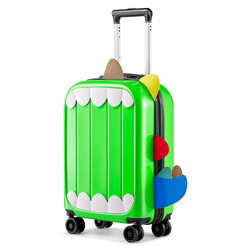 

ALL PASS 20 Inch Dinosaur Adorable Zipper Suitcase for Boys and Girls Quiet Rolling Wheels for Easy Travel Kids Plastic Suitcase