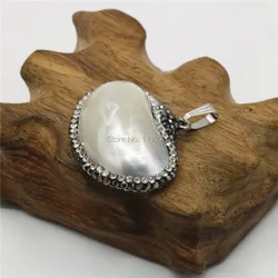 24x38mm Natural Accessories White Crystal Abalone Paua Sea Pearl shell Pendant Women Girls Christmas Gifts Jewelry Making Design
