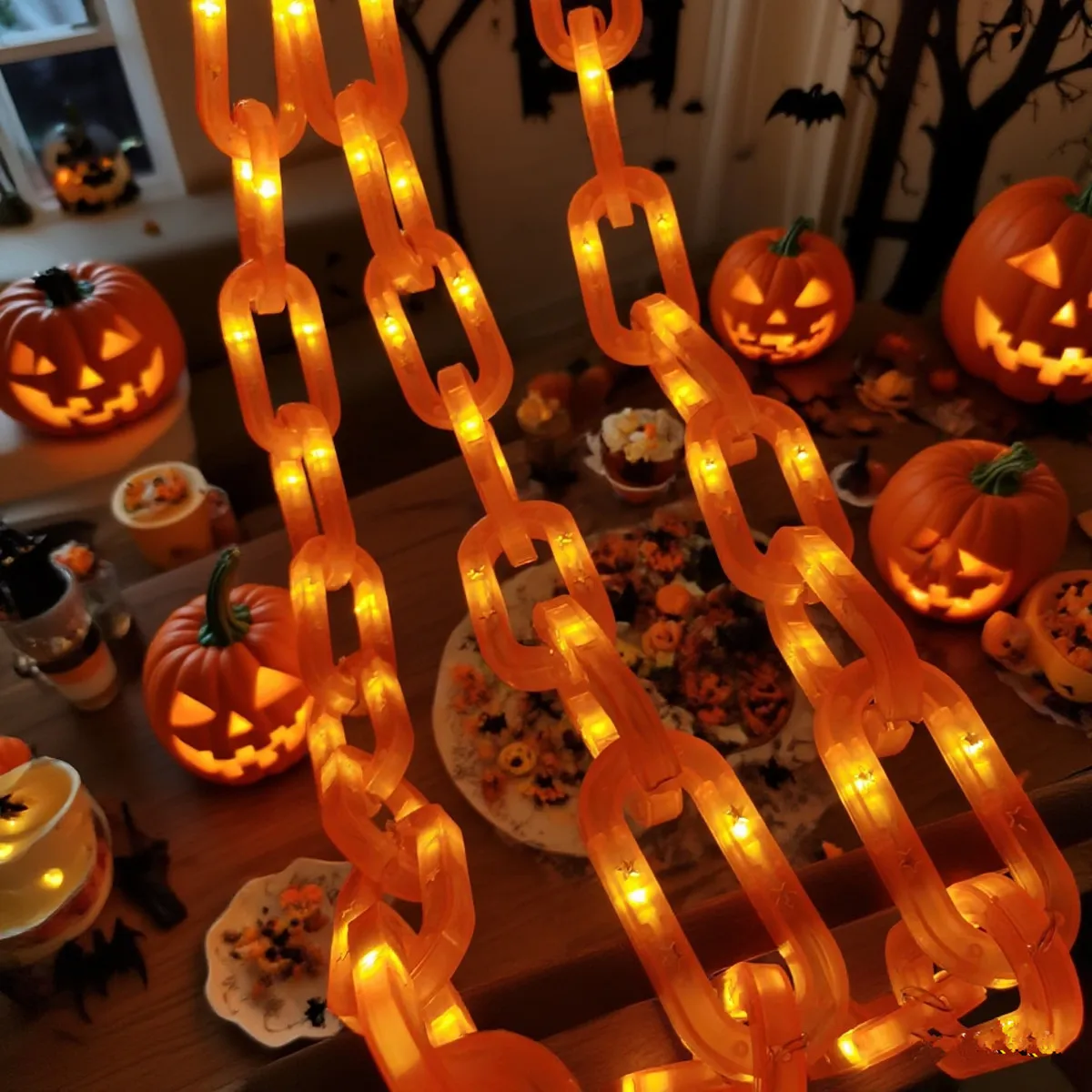 

Led Halloween Iron Chain Colorful Lighting Strings Battery Powered Decorative Atmosphere Light Bar Festival Party Decoration