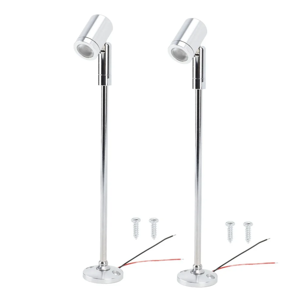 2 Pack DC12V LED Mini Spotlight Adjustable Angle Aluminum Body Display Cabinet Light 3W Upright Mini Spotlight Jewelry Showcase