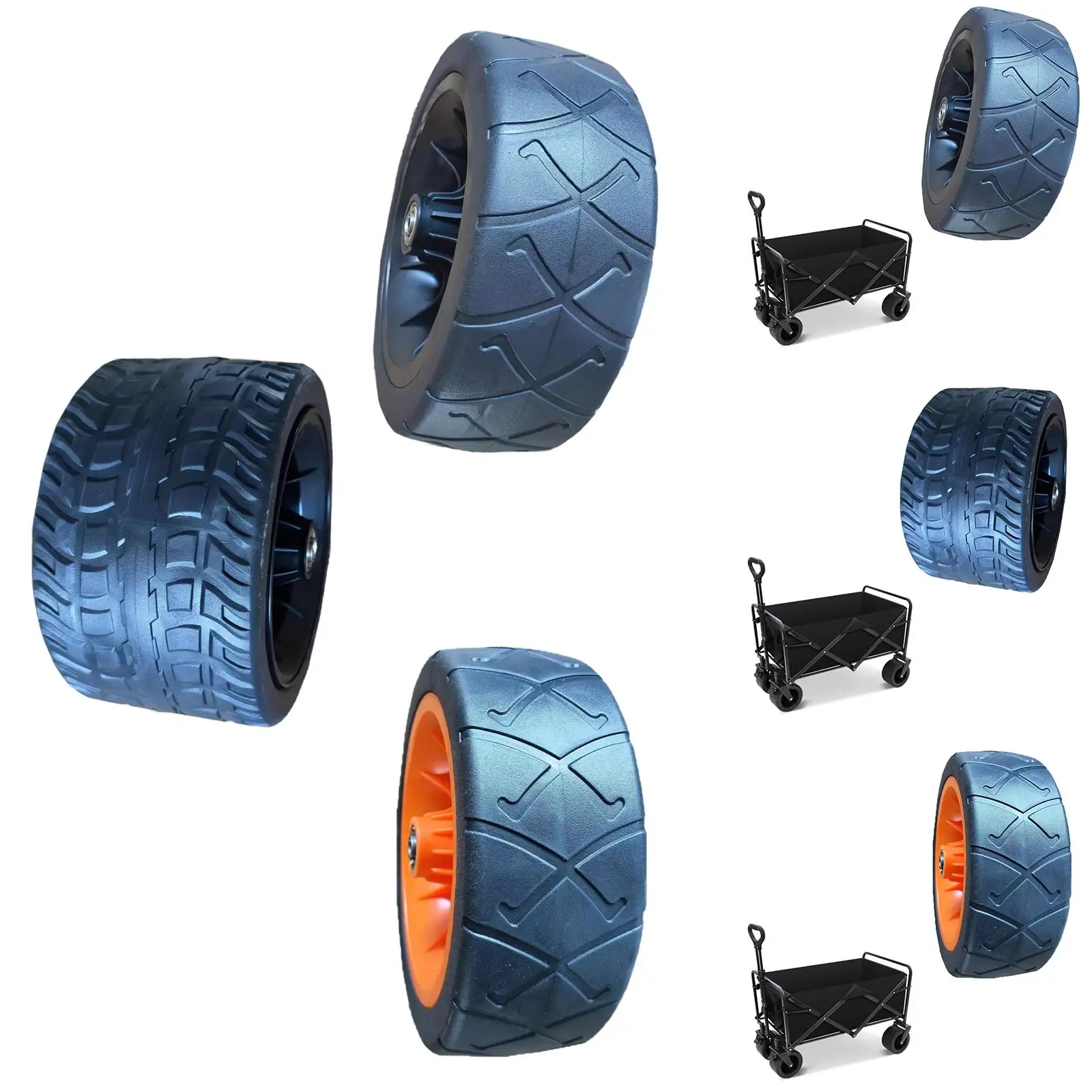 PVC Solid Wheel for Garden Utility Carts Replace Parts for Muddy Terrain Accessory 360° Swivel Universal Fit with Bearings