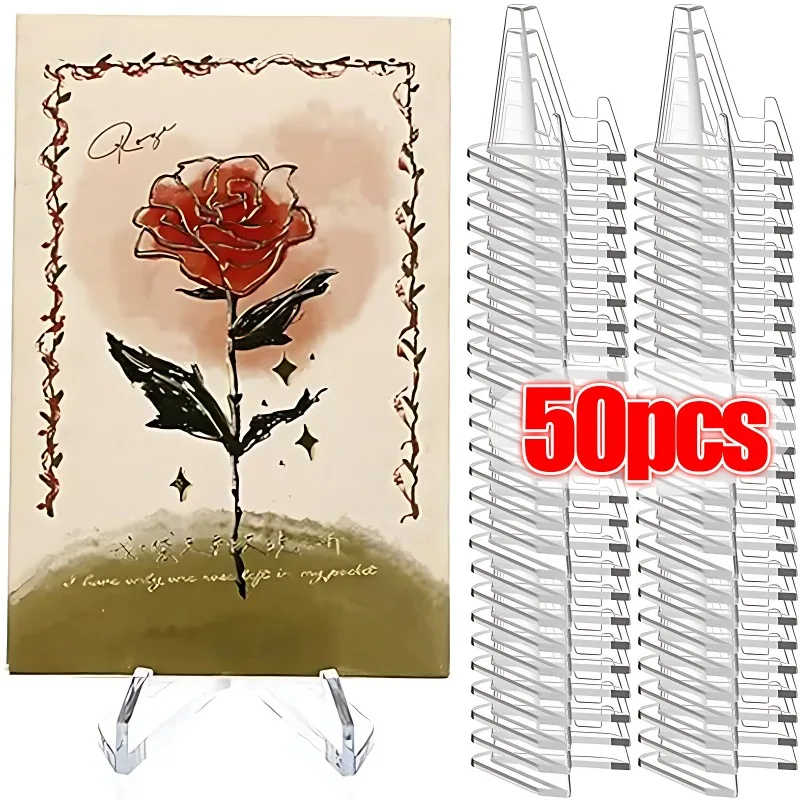 50/1 adet Şeffaf Akrilik Para Ekran Standı Tutucular Küçük Şövale Raf Kartı Hatıra Mücadelesi Para Kapsül Tutucu Desteği