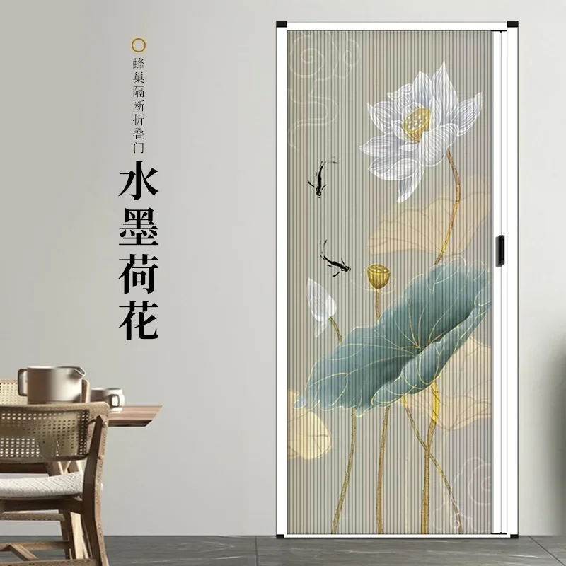 Folding door, kitchen sliding partition curtain, invisible and installation free, simple bathroom