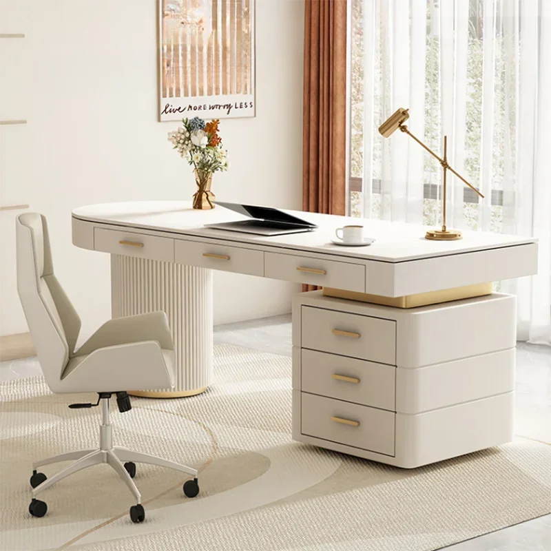 

Workshop Table Automatic Desk L Shaped Gaming Height Adjustment White Chair Auxiliary Executive Office Study Accessories Motion