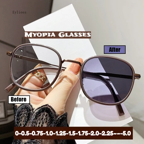 【2025 nuevo】gafas fotocromáticas para miopía con montura metálica, lentes antiluz azul/UV400/transiciones, gafas graduadas para hombres y mujeres