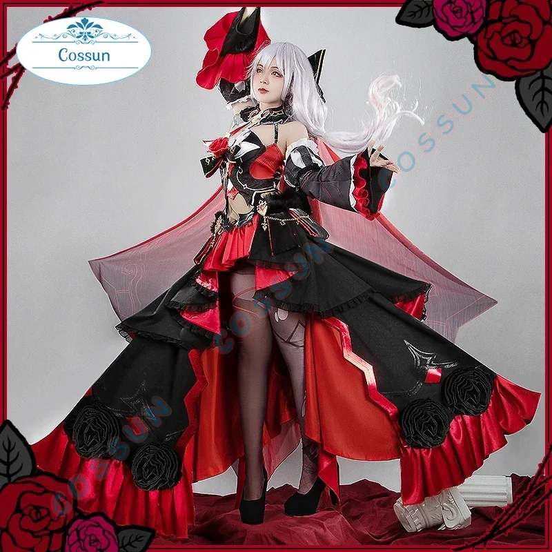 [Customized] Game Honkai:Star Rail 3 Theresa Cosplay Costume Halloween Outfits Women Gorgeous Dress Red and Black