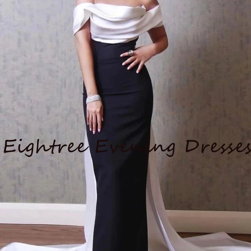 Eightree Black White Long Strapless Formal Evening Gowns Dress Sleeveless Club Celebrity Prom Evening Night Party Dresses