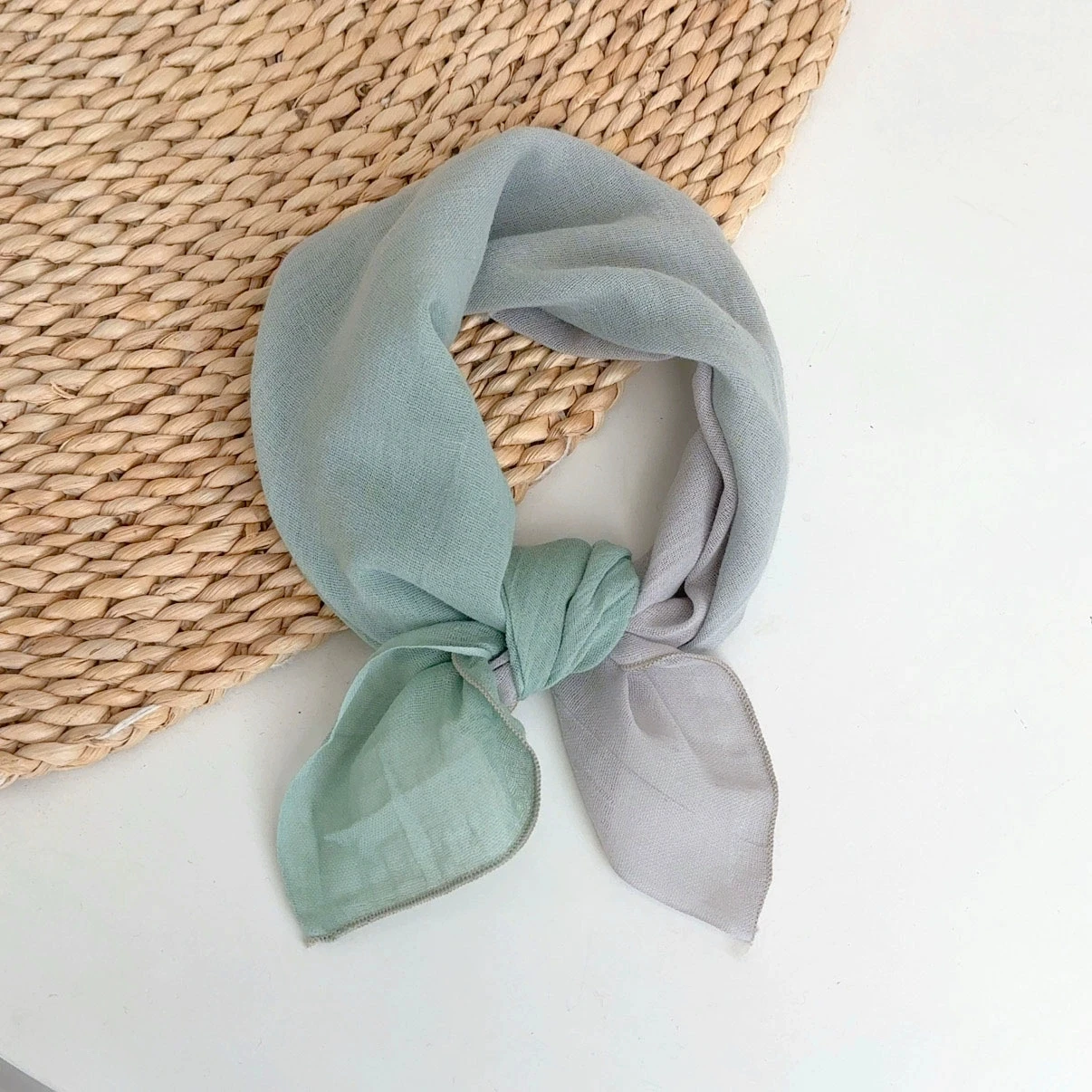 

Легкий дышащий летний шарф из хлопка и льна с градиентным узором для защиты шеи и согревания, женский нашейивочный платок