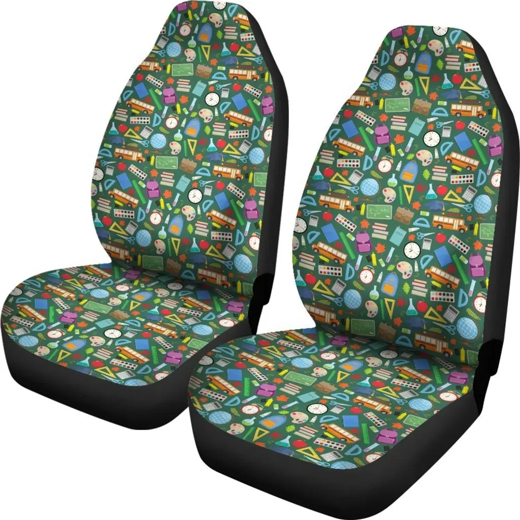 Teacher Print Pattern Seat Cover Car Seat Covers Set 2 Pc, Car Accessories Car Mats