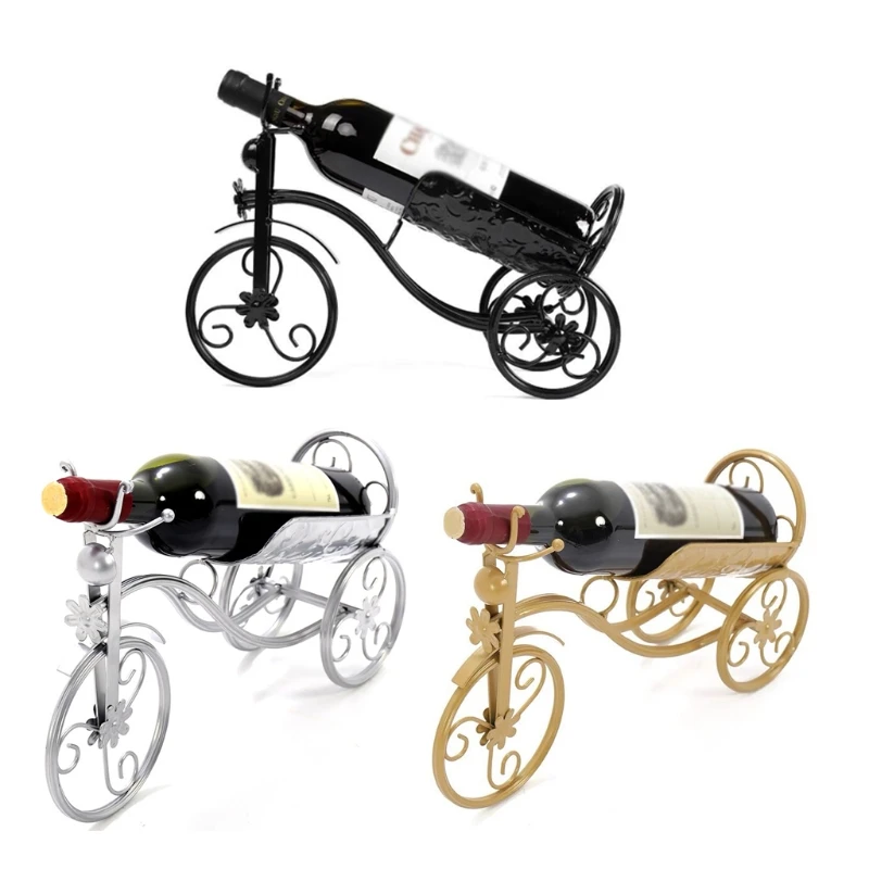 

Vintage Shaped Wine Holder Wrought Iron Tricycle Bike Wine Bottle Rack X3UC