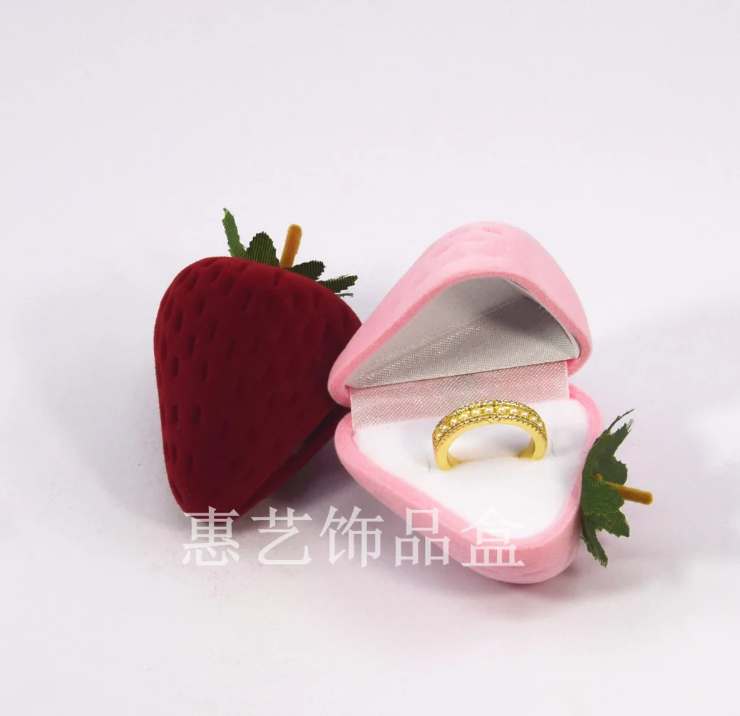 10pcs/lot creative style ring stud earring necklace jewelry storage box mini strawberry shape jewelry box