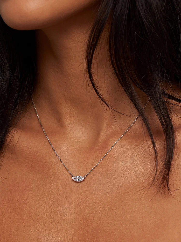 925 Sterling Silber Minimalismus Mode Marquise Zirkon Halskette für Frauen Verlobung Hochzeit Party Hochwertiger edler Schmuck – Detail 10