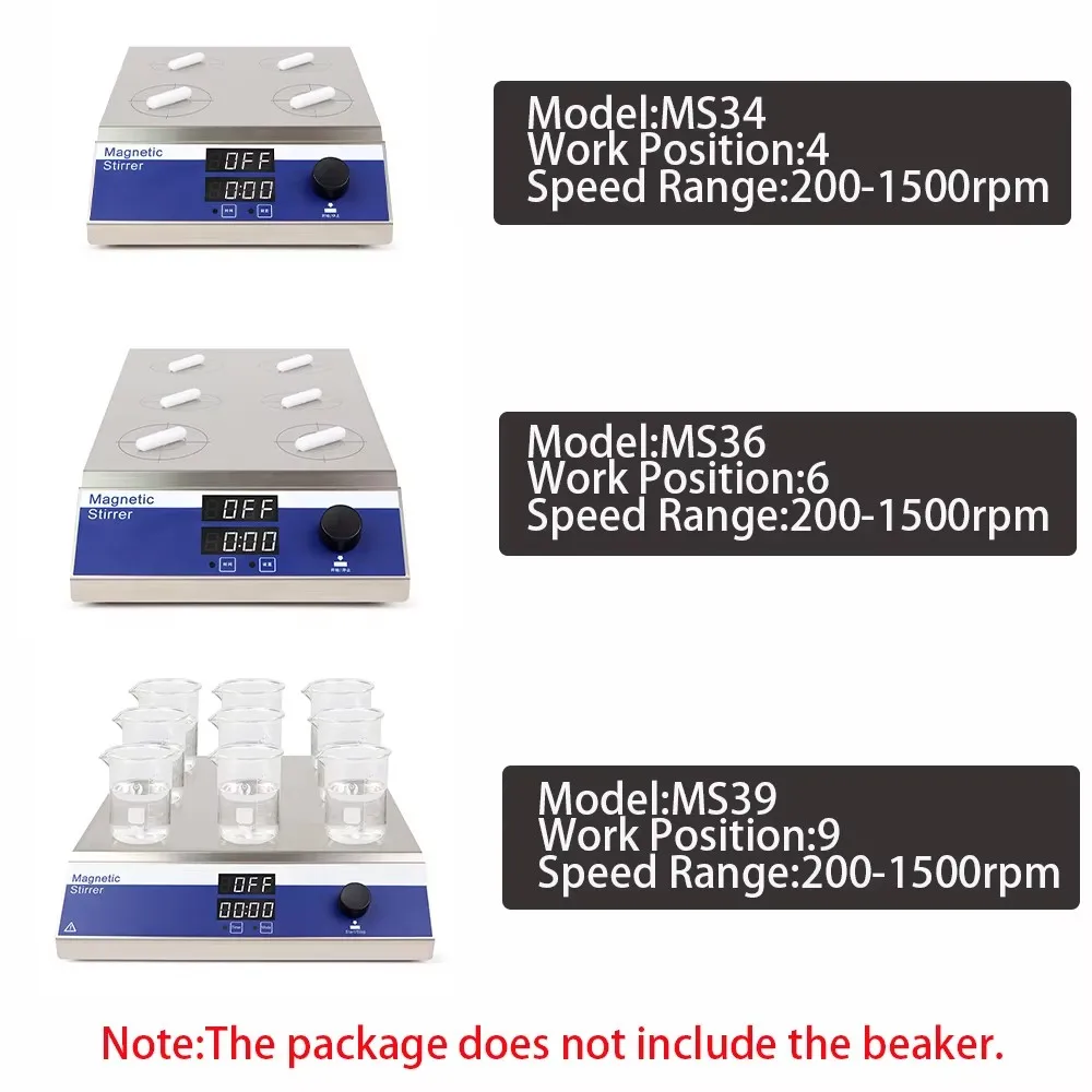 4/6/9 Positions Laboratory Multiple Magnetic Stirrer Lab Stirrer Digital LCD Display Time Speed Adjustable Lab Mixer Equipment