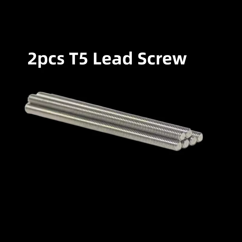 2pcs T5 Lead Screw THSL-300-5D Trapezoidal Rod T5 CNC 3D Printer Lead Screw Thread 1mm Lead2mm Length100-1000mm with Brass Nut