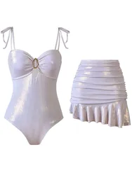 Retro Bikini Printed Fashion Two Piece Swimsuit And Cover Up With Skirt Tight Women's Bandage Summer Beach Luxury Elegant 2025