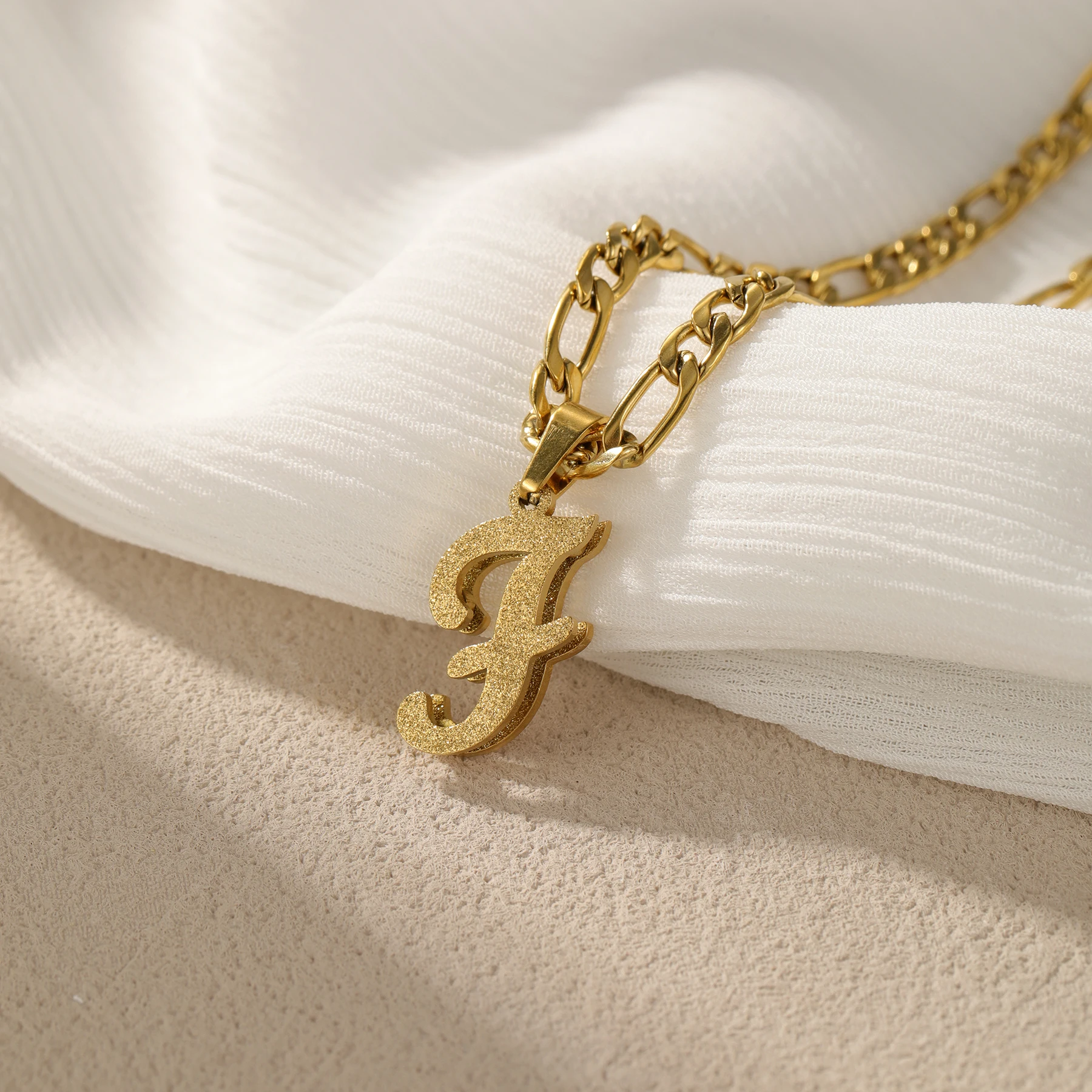 Customized Initial Necklace Unique Sand Embossing Technology Showing A Unique Fashion Style IsA Unique Gift for Important People
