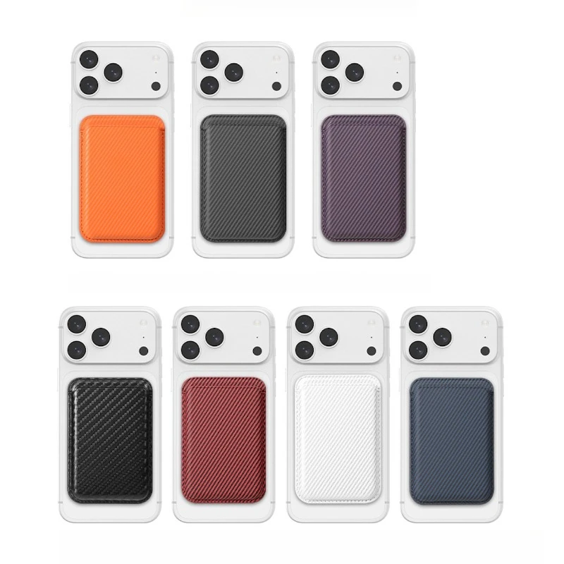 Für MagSafe Wallet: Carbonfaser-Kartenhalterhülle für 3 Karten, schlank, dünn, mit Doppelmagnet für iPhone 18, 17, 16, 15, 14, 13, 12 Pro Max