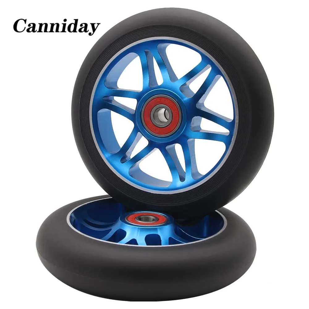 

2PCS 110mm Freestyle Stunt Scooter Wheels 88A With High elastic PU Aluminum Alloy Hub ABEC-9 22*8*7mm Bearings